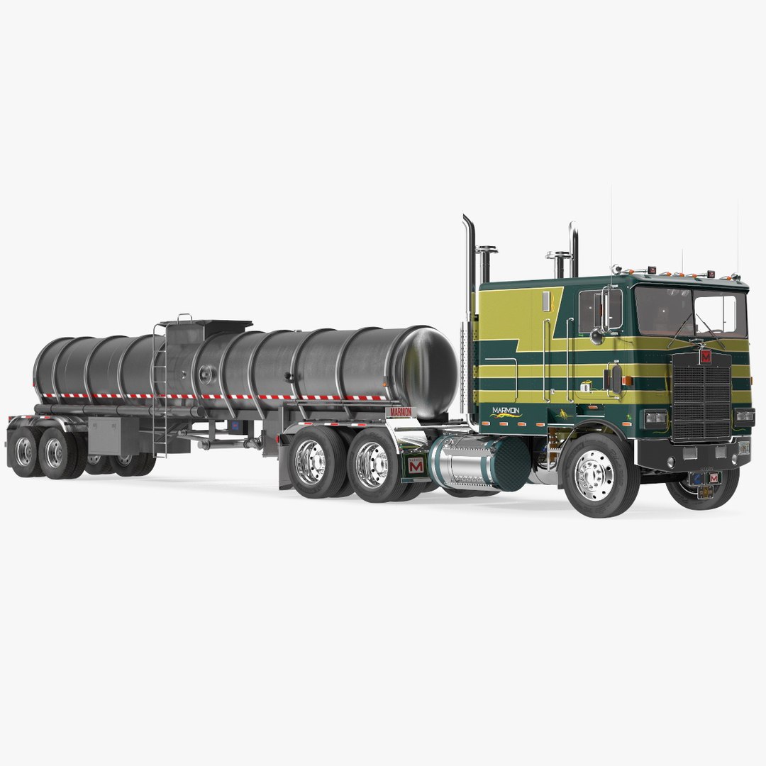 Marmon Truck with Tanker Trailer 3D model preview