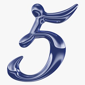 calligraphic digit 5 number 3D