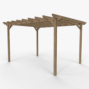 PBR Wooden Pergola Gazebo C2 3D model