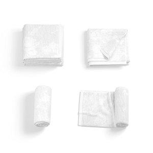 3D White Folded and Rolled Bath Towel - absorb beach towels model
