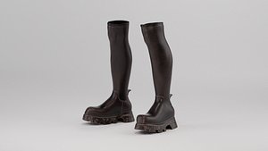 Black high boots 3D