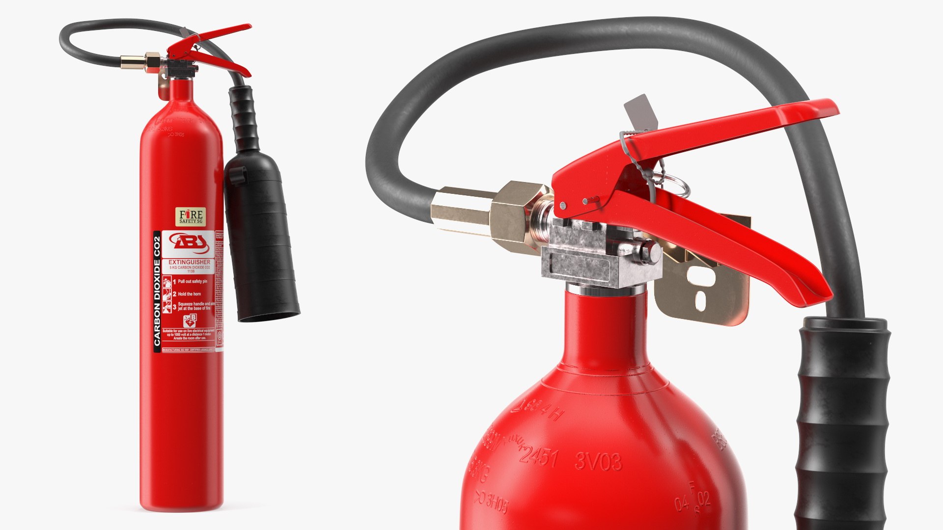 Fire Safety SG 5Kg CO2 Marine Fire Extinguisher 3D model preview