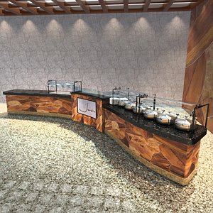 curved buffet island 3d model