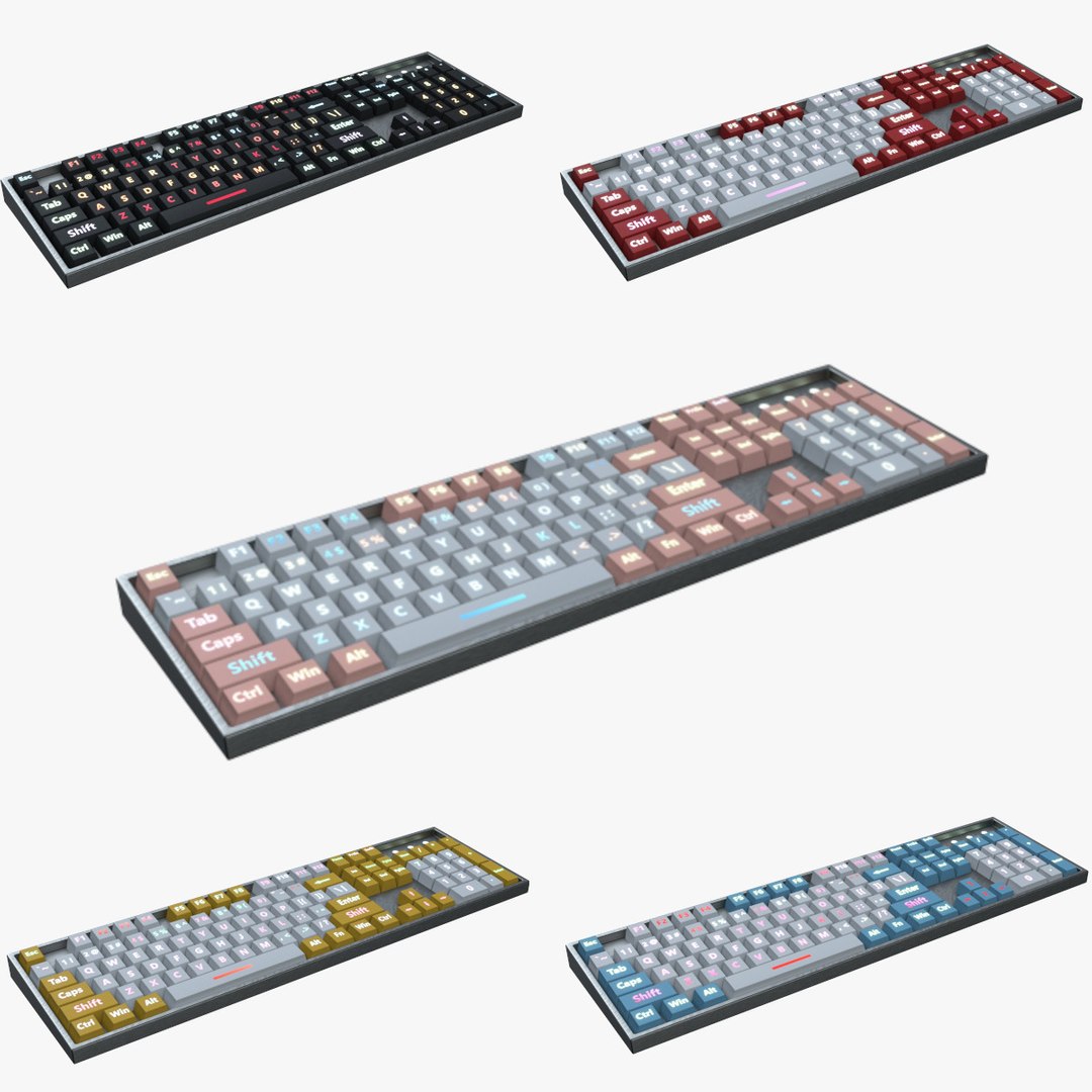 Pack of Detailed Low Poly Backlit Keyboards 3D model TurboSquid 2067700