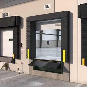 Retractable Truck Dock Shelter with Rolling Door Rigged for Cinema 4D