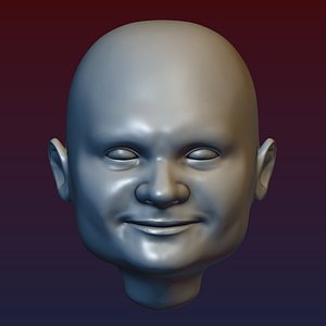 Male head 5  Bald head 3D model