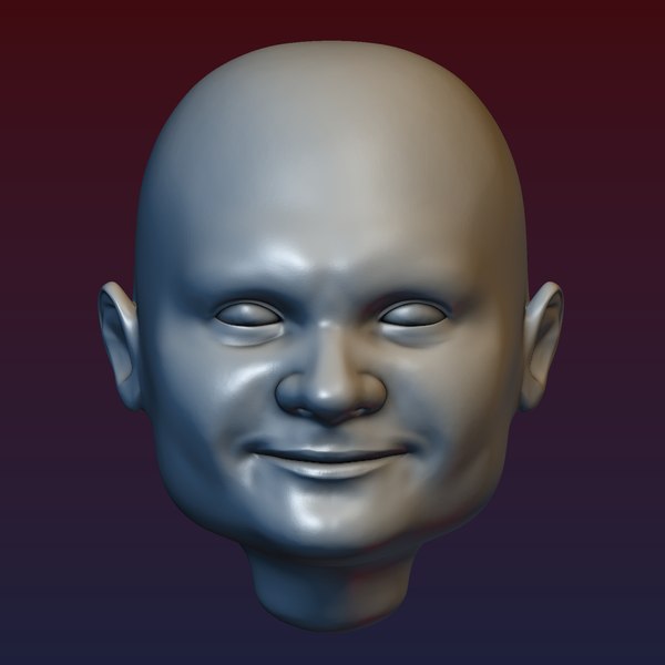 Male head 5 Bald head 3D model