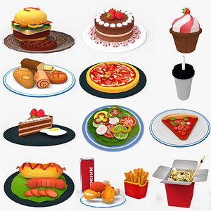 Cartoon Food And Drink Pack 3D model
