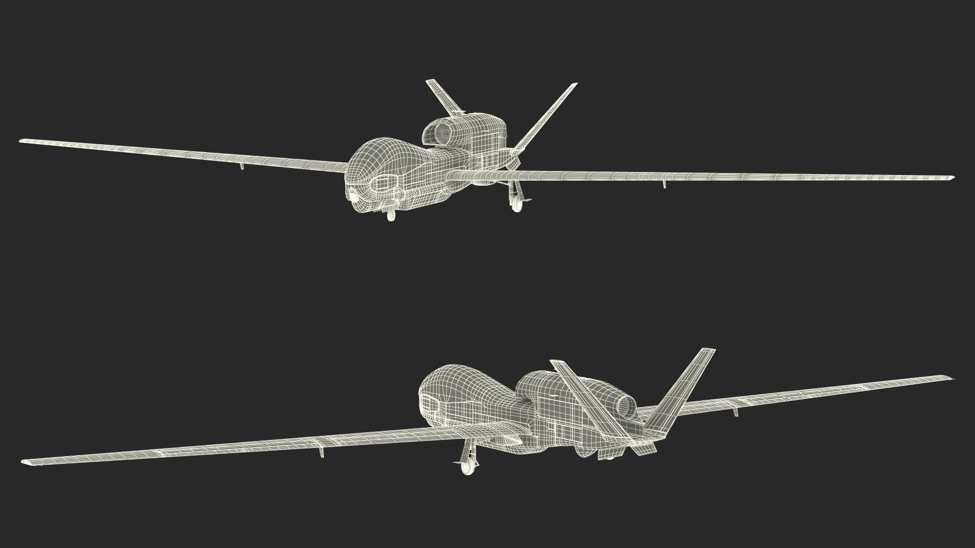 RQ-4D Phoenix Global Hawk Drone Rigged for Maya 3D model https://p.turbosquid.com/ts-thumb/L4/hGu8ZS/0V/rq4dphoenixglobalhawkdroneriggedformayac4dmodel030/jpg/1706148435/1920x1080/fit_q87/a8781e68ab083b578995bafb25e8880c0f75ef99/rq4dphoenixglobalhawkdroneriggedformayac4dmodel030.jpg