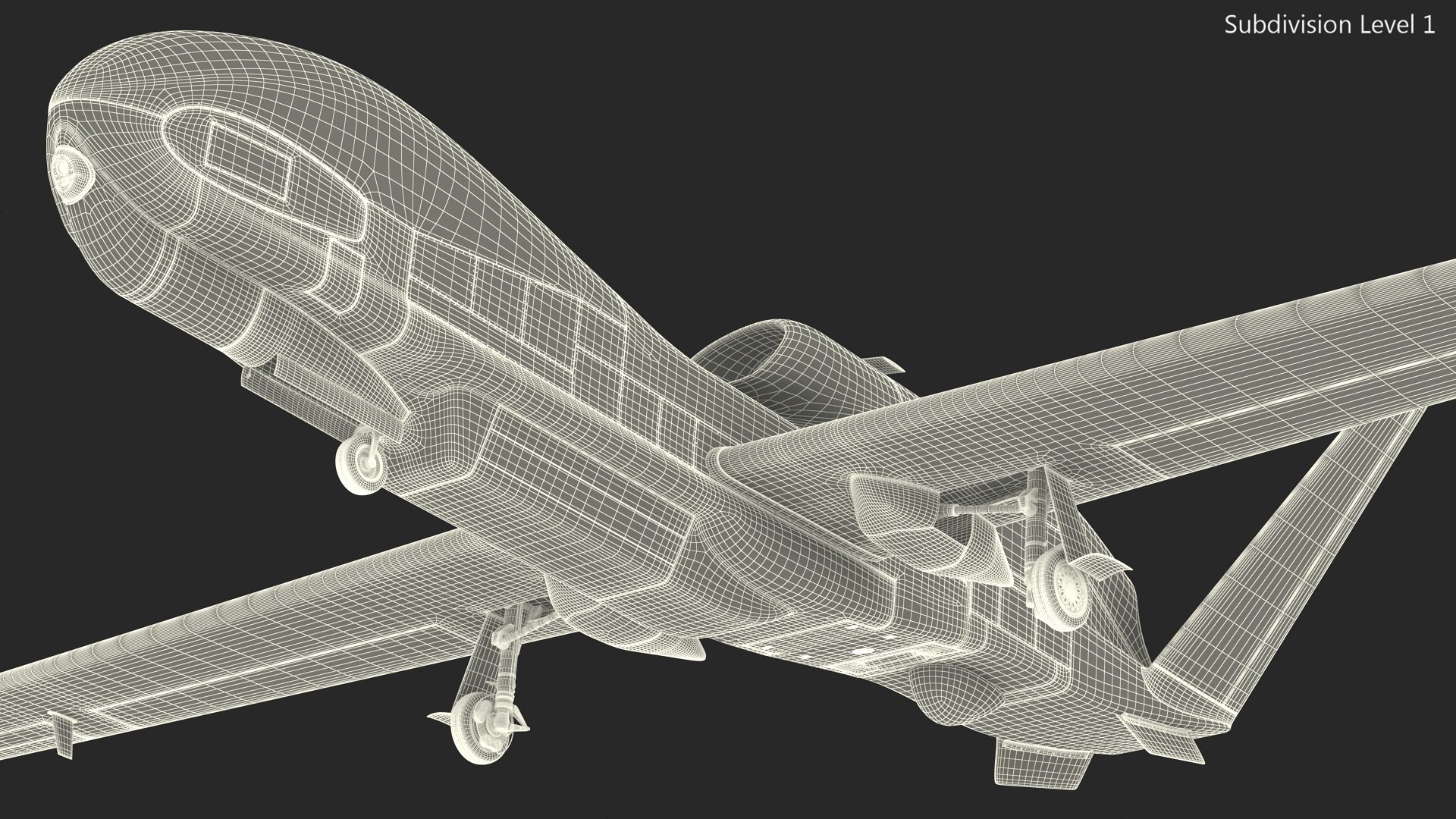 RQ-4D Phoenix Global Hawk Drone Rigged for Maya 3D model https://p.turbosquid.com/ts-thumb/L4/hGu8ZS/Oo/rq4dphoenixglobalhawkdroneriggedformayac4dmodel026/jpg/1706148418/1920x1080/fit_q87/3642a77e07aa22b1200def49ab809c6871039321/rq4dphoenixglobalhawkdroneriggedformayac4dmodel026.jpg