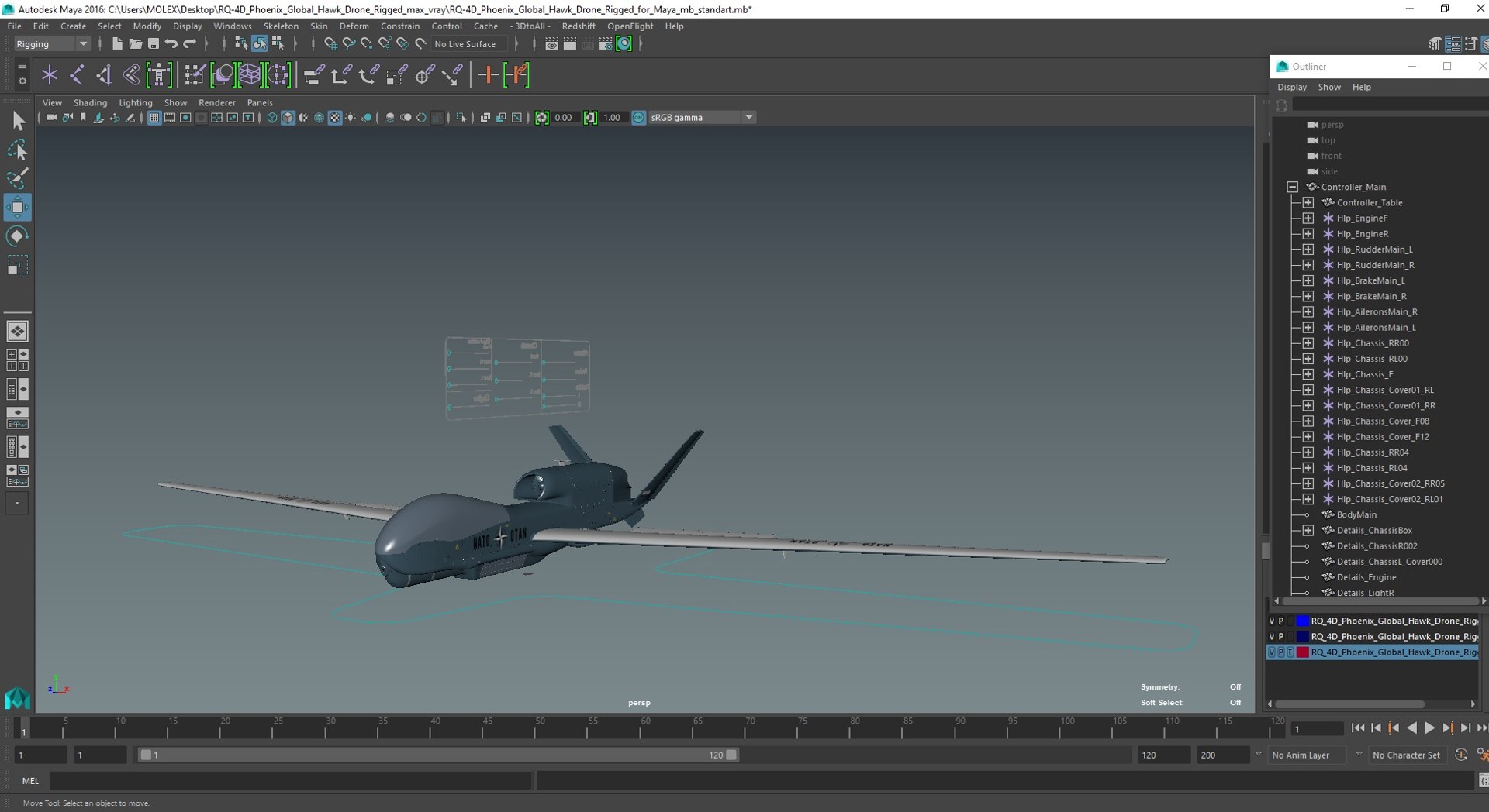 RQ-4D Phoenix Global Hawk Drone Rigged for Maya 3D model https://p.turbosquid.com/ts-thumb/L4/hGu8ZS/qw/rq4dphoenixglobalhawkdroneriggedformayac4dmodel051/jpg/1706148495/1920x1080/fit_q87/c88a84b89ec940fde7fb2671ecf0cc3838b962a5/rq4dphoenixglobalhawkdroneriggedformayac4dmodel051.jpg