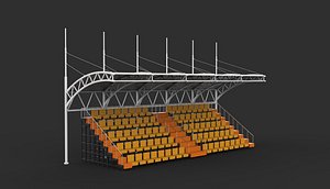 3D Bleacher with canopy shade 3D model