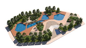 Urban Park with Water Features 3D Model 3D model