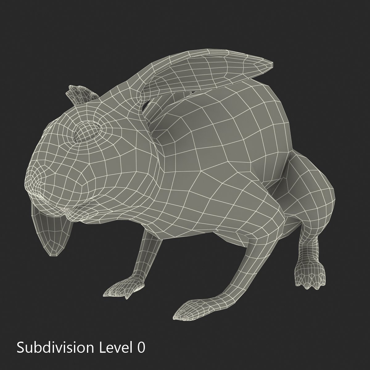 3d model white rabbit pose 4