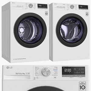 3D LG Washing Machine  Dryer - F4WV3009S6 - RC90V9AV2W