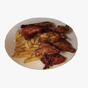 chicken and chips 3D model