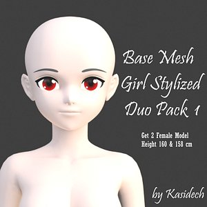 3D Duo Pack Base Mesh Girl Stylized 3D model Pack 1 3D model model
