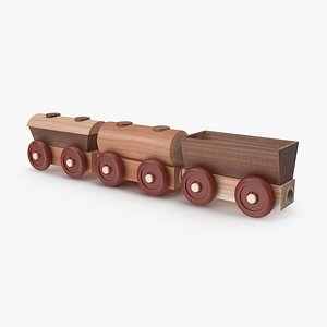 Wooden Toy Railway Wagons 3D Model 3D model