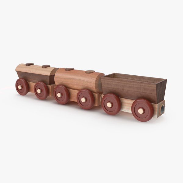 Wooden Toy Railway Wagons 3D Model 3D model