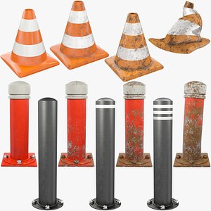 Road Safety Bollards and Cones Collection V2
