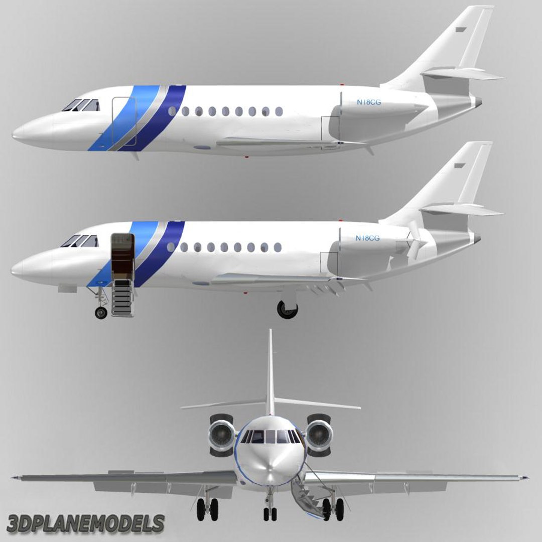 3d dassault falcon business jet model