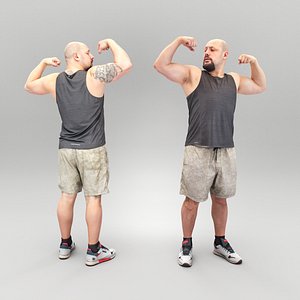 Sporty man demonstrating muscles 408 3D model