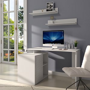 3D Table with apple pc and chair model