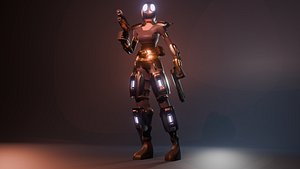 lowpoly worrior cyberpunk woman