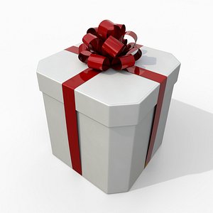 3D Gift Box - Beveled Edge with Tied Ribbon Rosette model