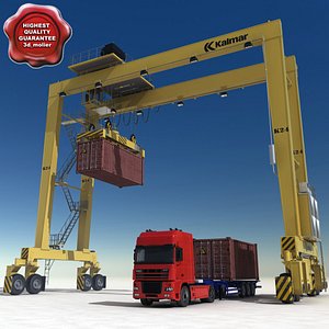 container truck rtg crane 3ds