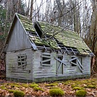 Aged Abandoned Boarded Up Hut