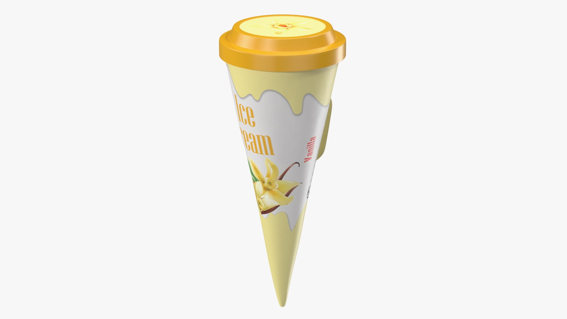 Cone Ice Cream with Cap Mockup Vanilla 3D model preview