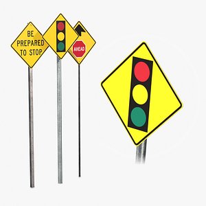 Road Signs - Traffic Control Warning 3D model