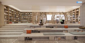 Bookstore Cafe Shop Interior-A1