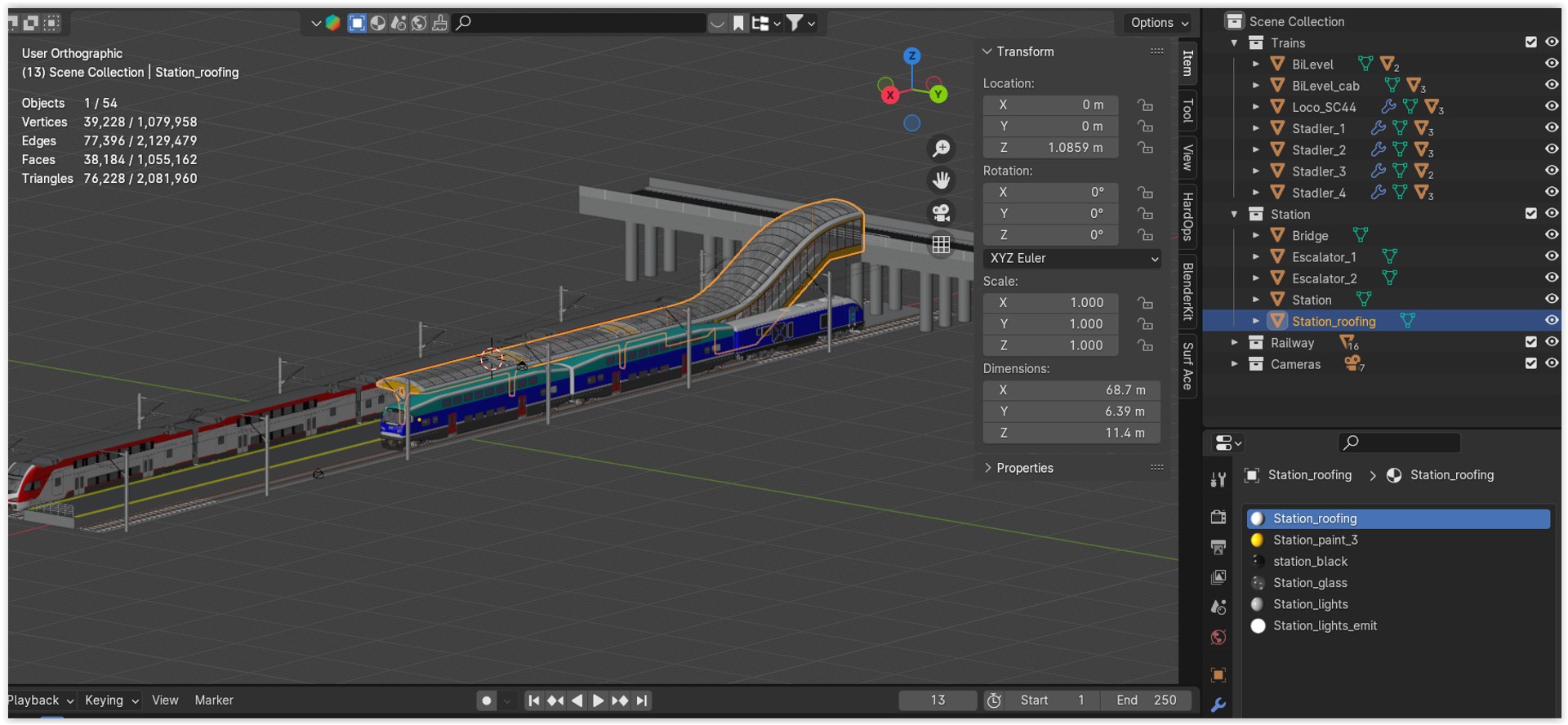 3D Model Station With Doubledeck Trains II - TurboSquid 2313419