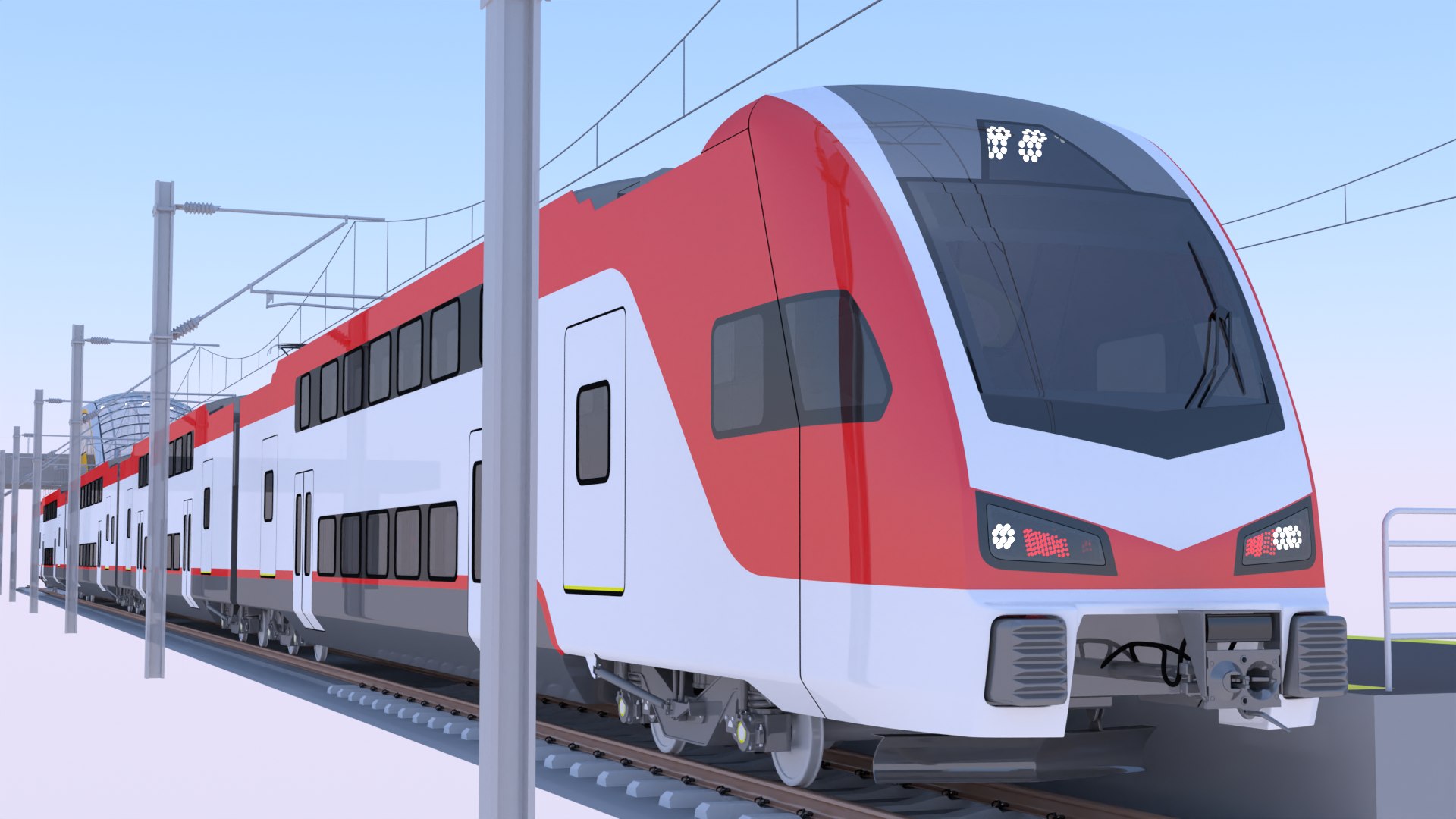 3D Model Station With Doubledeck Trains II - TurboSquid 2313419