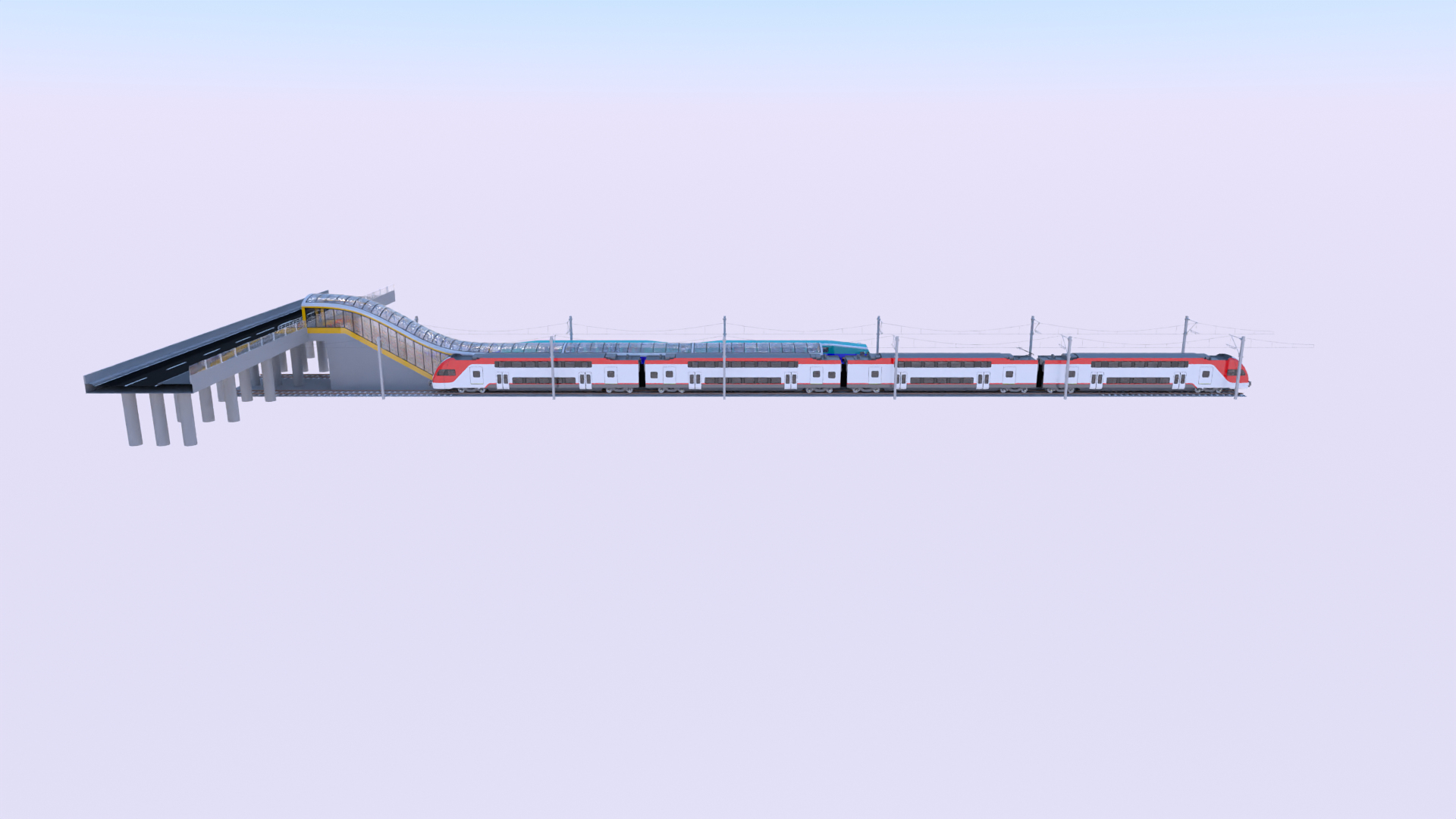 3D Model Station With Doubledeck Trains II - TurboSquid 2313419