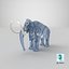 3D Adult Mammoth Clean Skeleton Shell