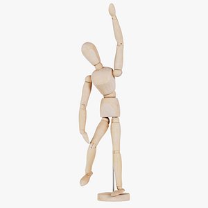 3D Wooden Mannequin Pose 12 Remastered model