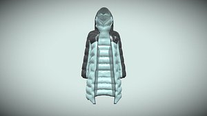 3D Girls Puffect Long Line Puffer Hoodie In Low Poly