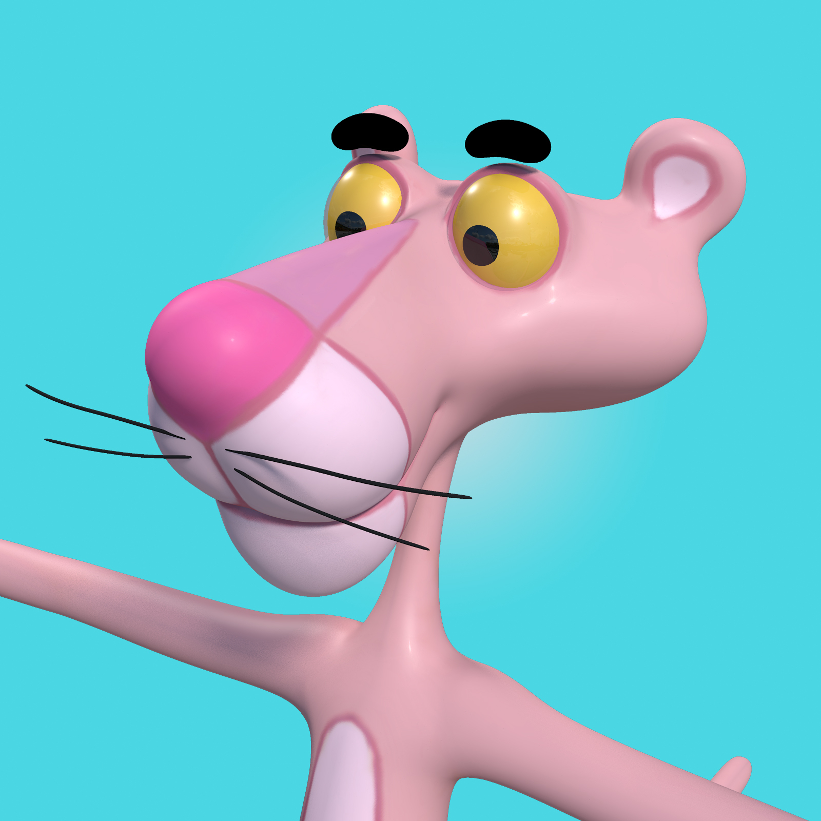 3d pink panther cartoon mesh