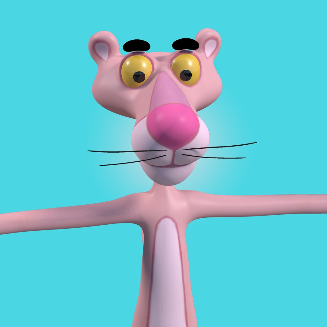 3d Pink Panther Cartoon Mesh