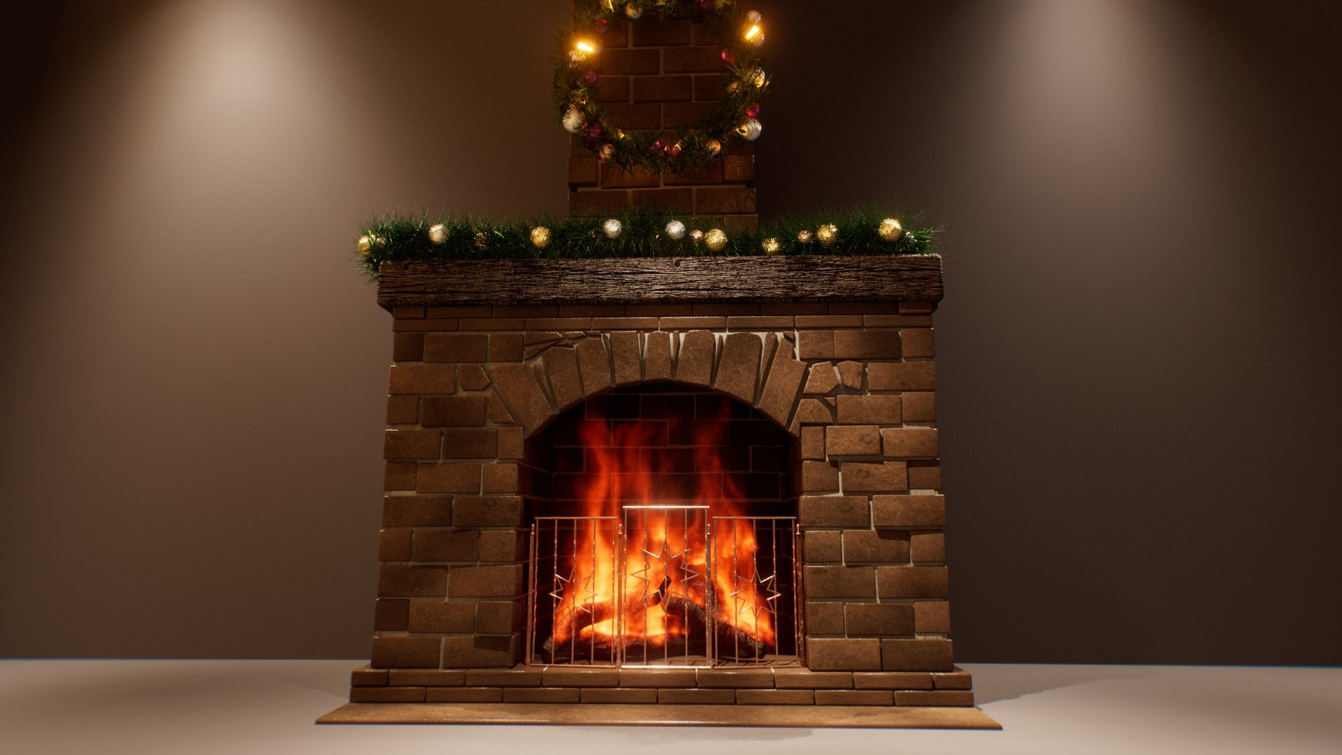 Fireplace With Christmas Decorations And PYRO Fire VDB 3D - TurboSquid ...