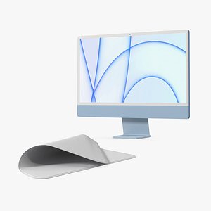 Apple iMac 2021 with Polishing Cloth Collection 3D model