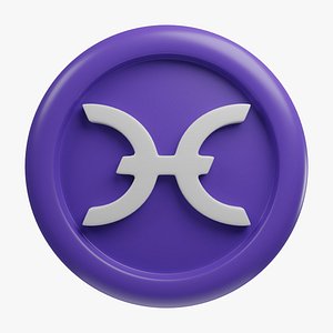 Holochain or HOT purple crypto coin with cartoon style