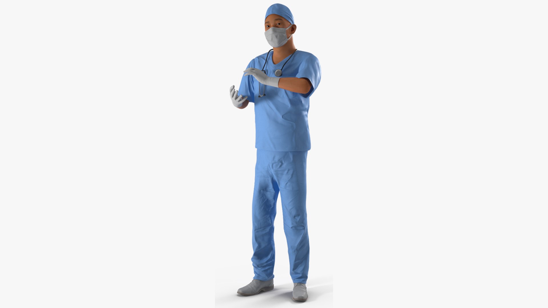 Asian Male Surgeon in Mask Rigged for Maya 3D model preview