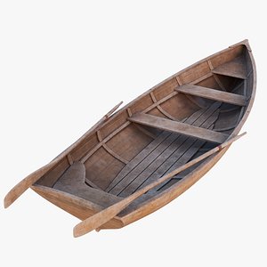 Old Wooden Boat - Yawl 3D model
