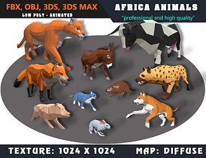 Low Poly Animals Africa Cartoon Collection - Animated 03
