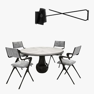 carole table, vienna dining table and laura wall lamp