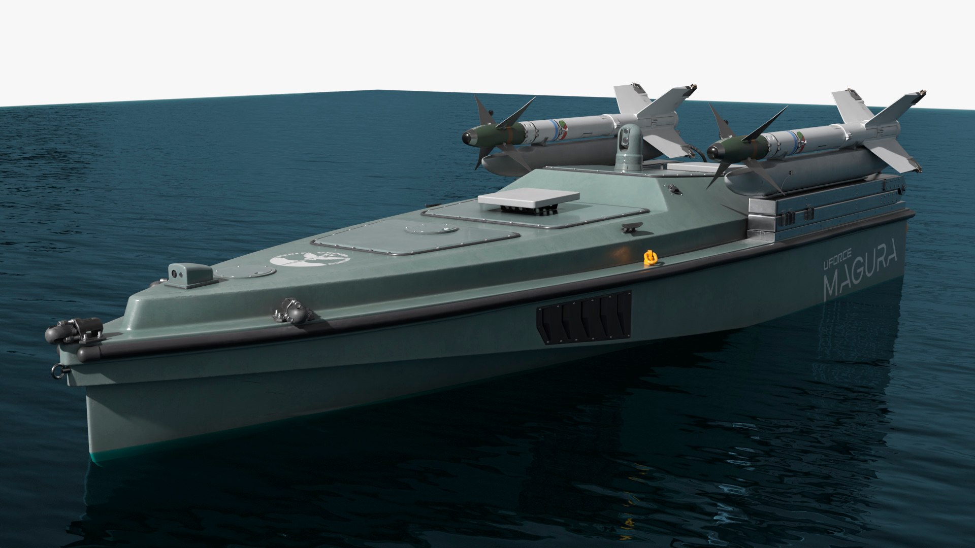 Magura V7 Drone with AIM9 Missiles on Water 3D model preview